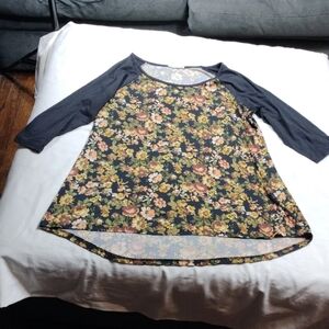 Nabee Womens Floral Raglan Sleeve Top Size Large